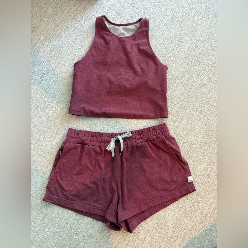 Vuori Women's Burgundy Tank and Shorts Set